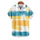 thumbnail image 4 of Blusa y camisa de manga corta con cuello vuelto para hombre, informal, a la moda, con estampado de bolsillo y botones, de poliéster., 4 of 5