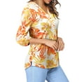 thumbnail image 5 of Nlife Women Floral Blouse for Women Hawaiian 3/4 Sleeve Top Tropical V-Neck Casual Shirt with Button Details, 5 of 7