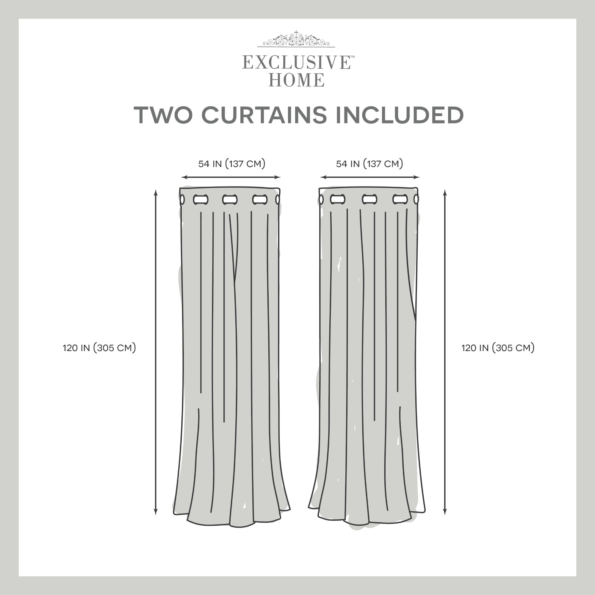 Exclusive Home Curtains Jamaica Palm Indoor/Outdoor Light Filtering Grommet Top Curtain Panel Pair, 54x120, Khaki, Set of 2