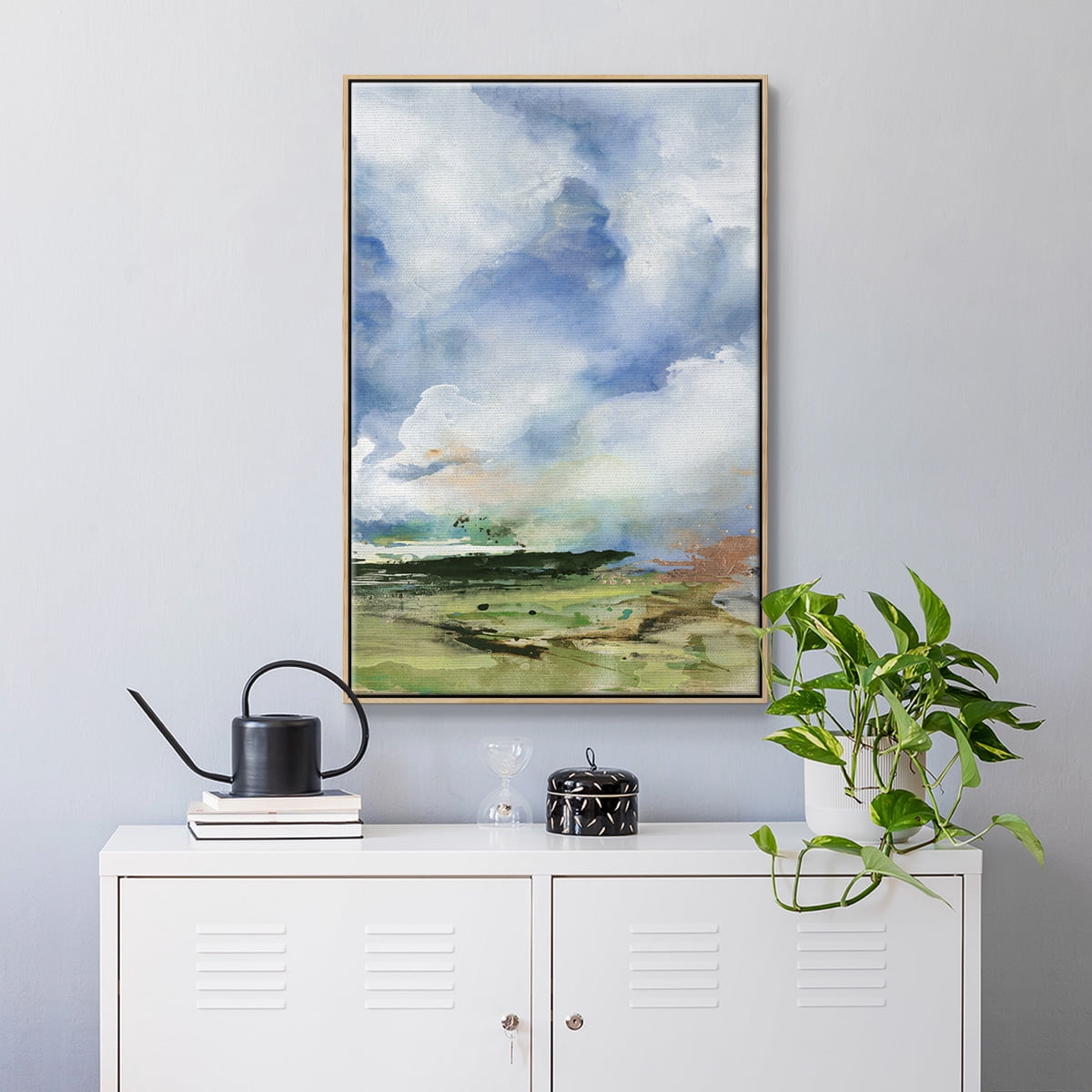 Spring Air II Framed Premium Gallery Wrapped Canvas - Ready to Hang - 27 x 41 - Natural Wood Floating Frame