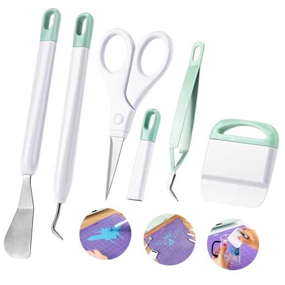 Vinyl Weeding Tool Set, Vinyl Weeding Craft Basic kit 5 Pieces, Including Tweezers & Spatula & Weeders & Scraper & Scissor for Cricut/Silhouettes/Cameos/Weeding Vinyl/Splicing