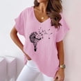 thumbnail image 4 of LEKODE Womens Summer Shirts Peasant Blouses Loose Fit Tunic V Neck Roll Up Sleeve Gauze Shirts for Women Batwing Tops for Women Loose Tshirts for Women A Red S, 4 of 4