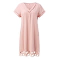 thumbnail image 4 of B91xZ Robe de Plage Femmes Décontractée en Vrac à Manches Courtes Robe Longue Split Maxi Robe de Plage d'Été, Rose M, 4 of 5