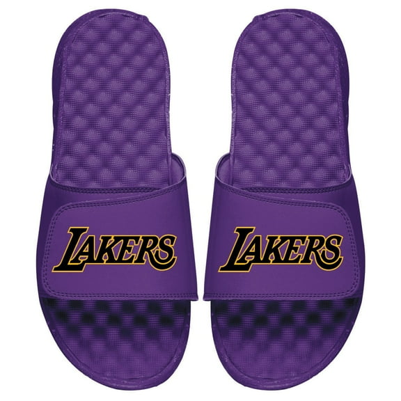 Men's ISlide Purple Los Angeles Lakers Wordmark Slide Sandals
