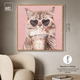 thumbnail image 5 of Iced Coffee Cat Canvas Cute Cat Art Prints by Art Remedy, Gold Frame, 40" x 40", 5 of 7
