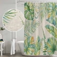 thumbnail image 4 of Shower Curtain Bathroom Set Tropical Monstera Leaves on Linen Waterproof Fabric Shower Curtains with Grommets&Hooks, Watercolor Summer Plants Privacy Bath Curtain for Bathtub 60x72in, 4 of 9