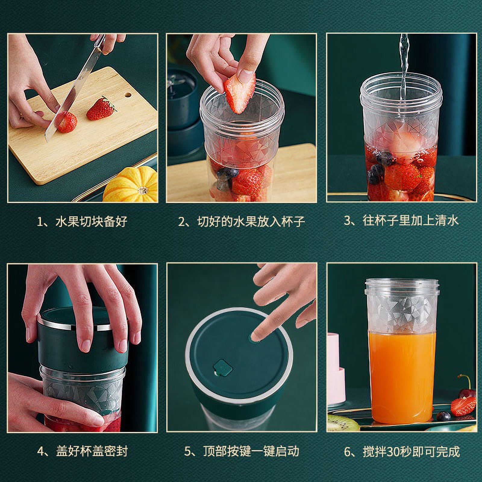 Portable Blender USB Mixer Two Blades Electric Juicer Machine Smoothie Blender Mini Food Processor, 2 blade, Easy to Use, Carry Around Blender, Quick Juice