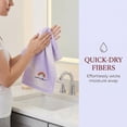 thumbnail image 4 of Unique Bargains 2 Pcs Rainbow Cotton Soft Absorbent Hand Towels Purple 28" x 13", 4 of 7