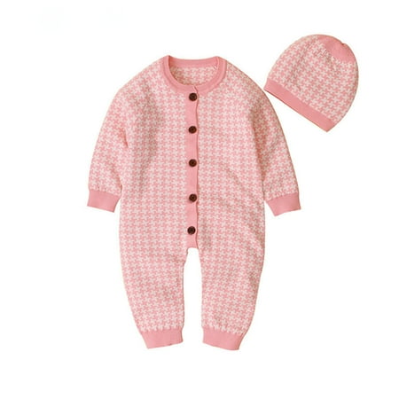 

niuredltd babys girls boys knit sweater floral spring winter long sleeve romper jumpsuit hat clothes