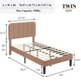 thumbnail image 2 of VECELO Twin Size Bed Frame, Modern Upholstered Platform Bed Frame with Adjustable Headboard, Wooden Slats Support/No Box Spring Needed, Coffee, 2 of 12