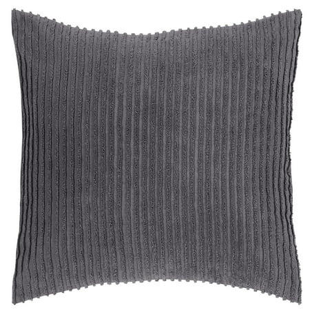 Better Trends 26"x 26" Euro Pillow Sham 100% Cotton Pillow Cover Stripe Design Machine Washable (Gray) Jullian Collection