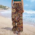 thumbnail image 4 of Cxenplz Palazzo Pants for Women 2025, Elastic High Waisted Boho Casual Loose Wide Leg Pants Plus Size Print Baggy Lounge Trouser Pants, 4 of 6