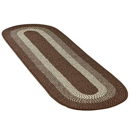 Best Rug Material For Entryway Collections Etc. Traditional Long Braided Runner Rug for the Hallway, Kitchen, Entryway, 20 X 72, Chocolate ()