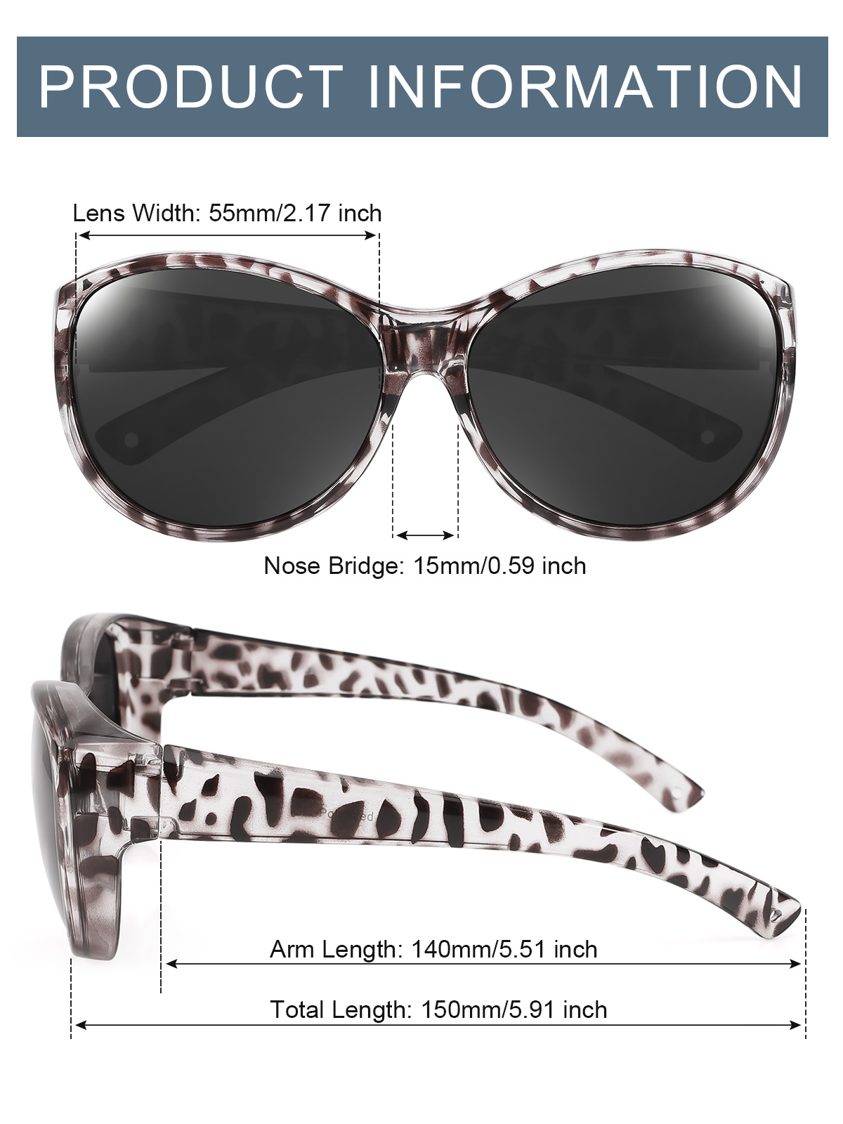 TINHAO Fit Over Oversized Sunglasses for Women, Leopard photo 6