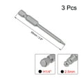 thumbnail image 2 of 3Pcs Ball End Hex Bits 1/4 Inch Hex Shank 2.6 Inch Length Magnetic H2.5 Head Screwdriver S2 HRC58 Screw Driver Bit, 2 of 4