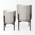 thumbnail image 2 of Mercana Mabel Metal Plant Stands in Eggshell White (Set of 2), 2 of 7