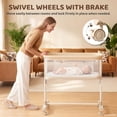 thumbnail image 4 of LINLUX Baby Bassinet, 6-Height Adjustable Newborn Bedside Bassinet with Wheels, All-Sided Mesh,Beige, 4 of 7