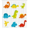 thumbnail image 3 of Ambesonne Dinosaur Shower Curtain, Funny Cartoon Set, 69"Wx84"L, Multicolor, 3 of 3