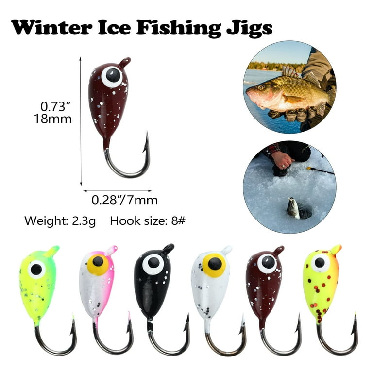 Ice Fishing Jigs Ice Fishing Lures Ice Fishing Gear Ice Jigs Kit for Winter  Ice Jigging Crappie Panfish Walleye Pike Bluegill Perch (12PCS)