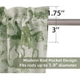 thumbnail image 3 of Kitchen Curtains Toile Tier Linen Short Curtains Cafe 36 Inch Length for Living Room Bathroom Farmhouse French Country Vintage Printed Pattern Rod Pocket 2 Panels Loden Green, 3 of 5