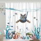 thumbnail image 1 of KAIYANG Juego de cortinas de ducha resistentes al moho y a los hongos, 72 x 72 pulgadas, cortinas de baño con hojas verdes, 1 of 5
