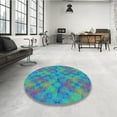 thumbnail image 4 of Ahgly Company Machine Washable Indoor Round Transitional Dark Turquoise Green Area Rugs, 6' Round, 4 of 7