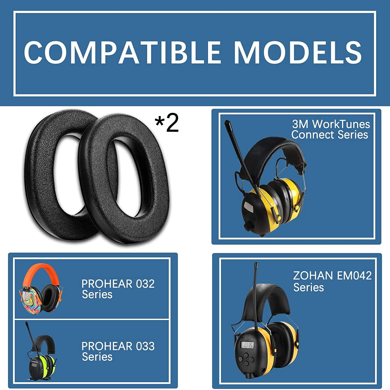 Replacement Foam Ear Pads (Upgraded) for 3M WorkTunes