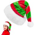 thumbnail image 1 of Gorro Navideño, Gorros de Navidad para Adultos, Terciopelo Sombrero de Santa Rojo, Gorro de Navidad engros con peluche, cómodo y cálido, decoración para fiesta de Navidad, Año Nuevo, 1 of 4