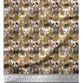 thumbnail image 1 of Soimoi Rayon Crepe Fabric Puppy Face Dog Printed Fabric 1 Yard 46 Inch Wide, 1 of 1