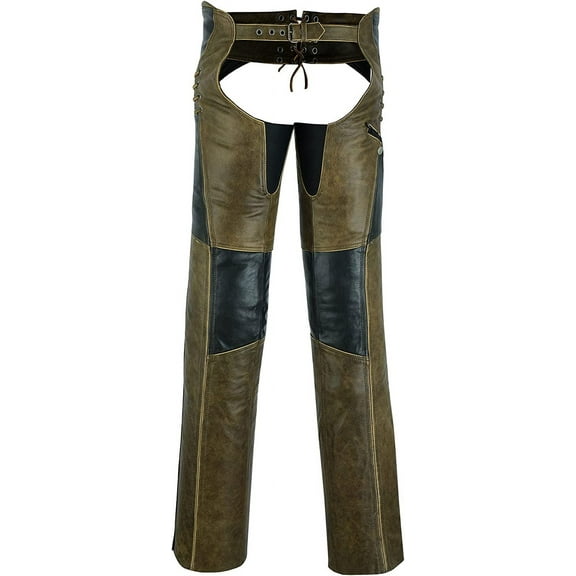 Daniel Smart Motorcycle Leather Chaps Grommet Detailing All Season Women’s Biker Pant with Customizable fit and Carry Pocket