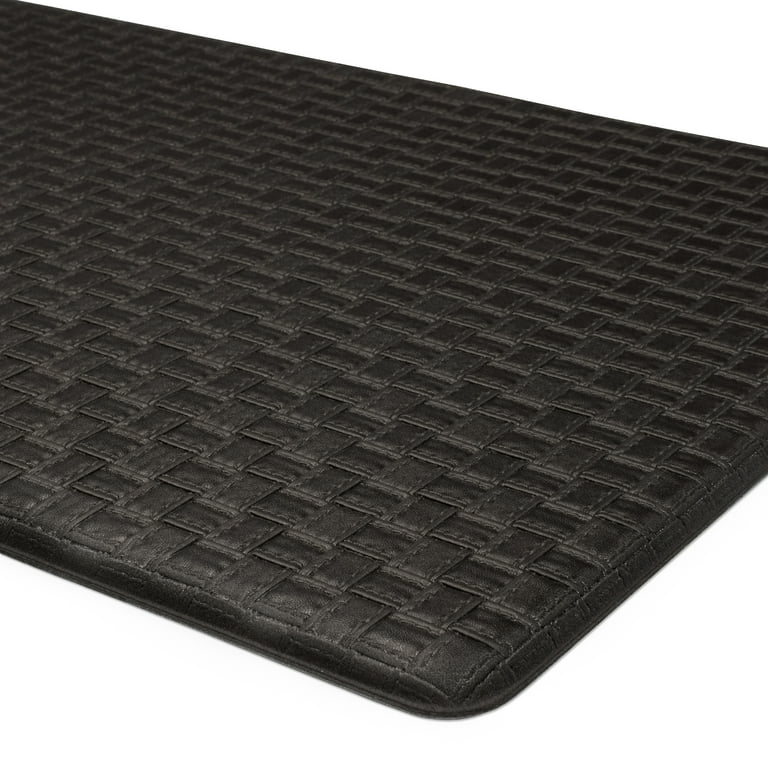 Achim Woven-Embossed Faux-Leather Anti-Fatigue Mat - 20 x 39 Black