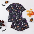 thumbnail image 4 of Women's Pajama Sets Halloween Two Piece Satin Pajamas for Women Halloween Button Down Short Pajama Set for Women Lounge Sets Halloween Womens Pjs, 4 of 8