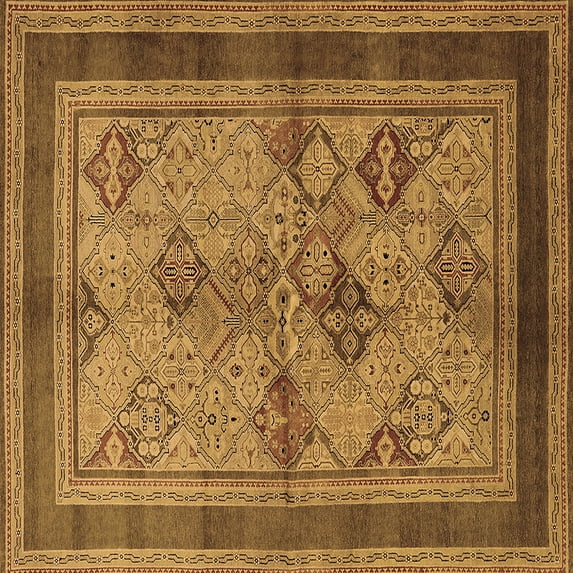 Ahgly Company Indoor Square Oriental Brown Industrial Area Rugs, 5' Square