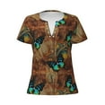 thumbnail image 3 of Naloa Vintage Butterfly Green Print T-Shirts Short Sleeve V Neck Tees for Women Fashion Tops Trendy Lightweight Soft Casual Summer Outfits Clothes, 3 of 5