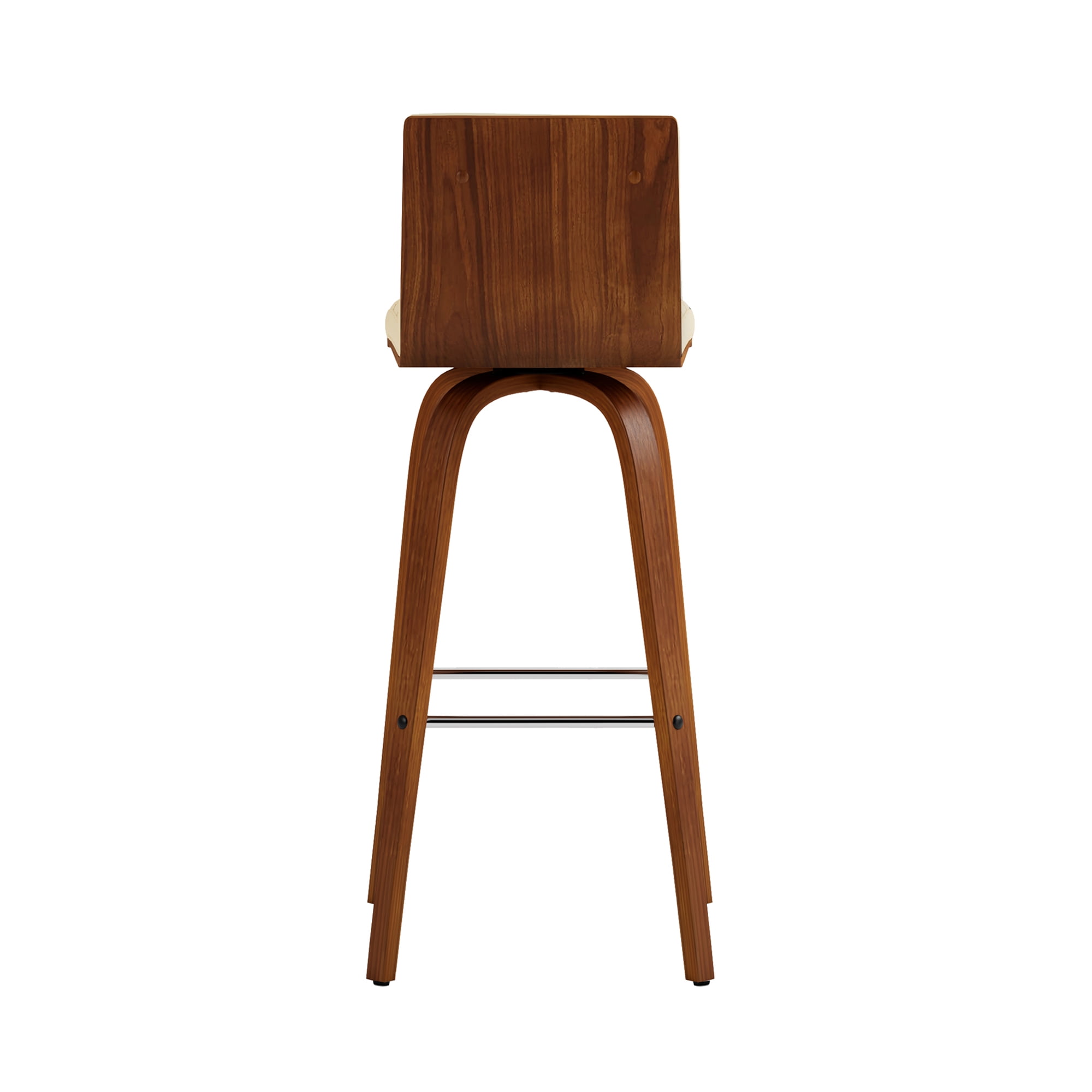 Vienna 30" Swivel Bar Stool in Walnut Wood Finish with Cream Faux Leather - Set of 3