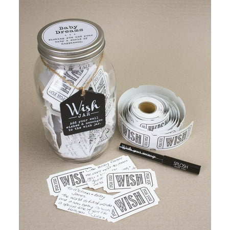 Wish Jar - Top Shelf Blue Baby Dreams Wish Jar ; Personalized Gift for a Boy ; Unique and Thoughtful Gift Ideas for Newborns ; Kit Comes with 100 Tickets and Decorative Lid