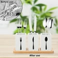 thumbnail image 5 of Tzdxfgl Wood Utensil Holder for Kitchen Counter, 3 Compartments Silverware Organizer Caddy, White, 5 of 11