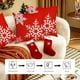 thumbnail image 4 of Funda de almohada navideña | Cojín de sofá de lino | Decoración festiva en rojo y blanco (45 x 45 cm) | Diseño de copos de nieve y adornos navideños para decoración de temporada, 4 of 6
