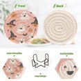 thumbnail image 4 of Yayeee 6 PCS Drink Coasters with Holder Set Woven Absorbent Round Tabletop Hot Pad, Pastel Pink Halloween, 4 of 7