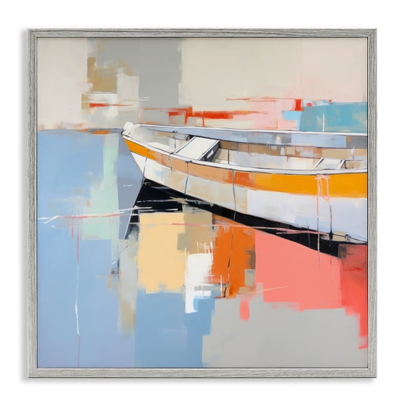Stupell Industries Coastal Modern Boat Gray Framed Giclee Art, 24 x 24, by Irena Orlov