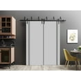 thumbnail image 3 of Slab Barn Door Panel 30 x 84 inches | Planum 0016 Grey Matte with Frosted Glass | Sturdy Finished Interior Doors | Pocket Closet Sliding, 3 of 6