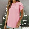 thumbnail image 2 of Posijego Womens Short Sleeve Tops Ruffle Mock Neck Casual Dressy Blouses Pleated Front Summer Tunic Tops for Women, 2 of 7