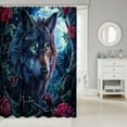 thumbnail image 2 of Wolf Shower Curtain Red Rose Floral Bath Curtain Boho Exotic Gothic Style Bathroom Decor 3D Animal Wolf Waterproof Curtain Cool Wolf Print Shower Curtain,72" W x 72" L, 2 of 5