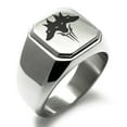 thumbnail image 1 of Stainless Steel Greek Mythology Cerberus Engraved Square Flat Top Biker Style Polished Signet Ring, 1 of 1