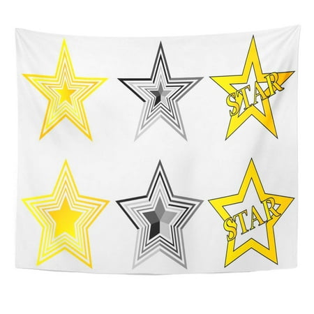 UFAEZU Best White Abstract Stars Flat Yellow Award Bright Collection Wall Art Hanging Tapestry Home Decor for Living Room Bedroom Dorm 51x60 (Best Tv For Bright Rooms Glare)