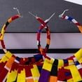 thumbnail image 4 of XIAOHUAGUA African Fabric Tassel Earrings Set for Ankara Fringe Hoop Earrings for Women, 4 of 5