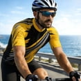 thumbnail image 5 of Yuanlook Men's Swirl Streak Graphic Zip Collar Short Sleeve Cycling Shirt, Moisture Wicking Lightweight Fitted Jersey for Long Distance Cycling & Weekend Outings S-5XL, 5 of 5