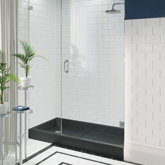 Swiss Madison Voltaire Shower Base, 60 x 32, Left Hand Drain, Acrylic, Black