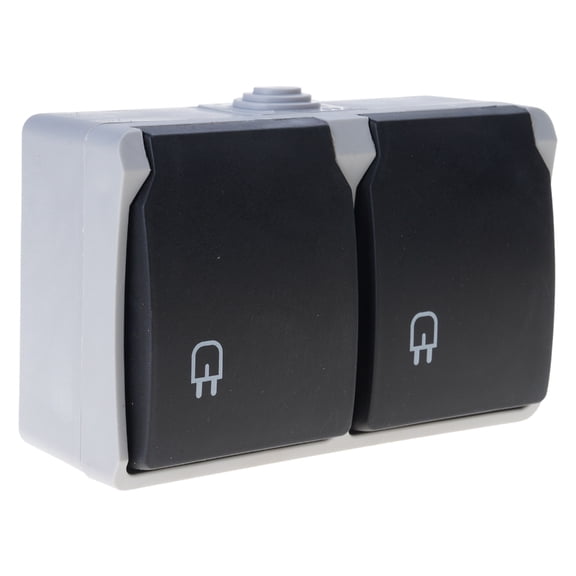 1. Outdoor Power Socket 2 Gang Mounted with Cover for Garden, Patio, Workshop Easy Installation