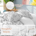 thumbnail image 2 of 3 Piece Grey Botanical Duvet Cover Set California King,Microfiber Comforter/Quilt Cover with Corner Ties and 2 Pillowcases,Elegant Watercolor Botanical Birds All Season Bedding with Zipper Closure, 2 of 8